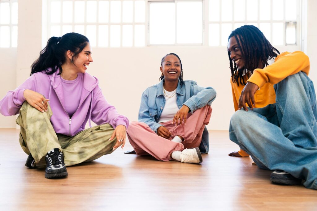 Young group of multiethnic hip-hop dancers dancing